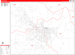 Pine Bluff Wall Map Zip Code Red Line Style 2026